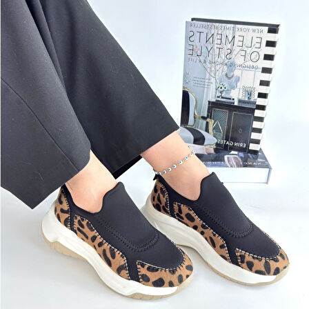 Pabucmarketi Leopar Nubuk Kadın Spor Ayakkabı