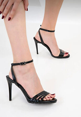 Pabucmarketi Siyah Kadın Topuklu Sandalet