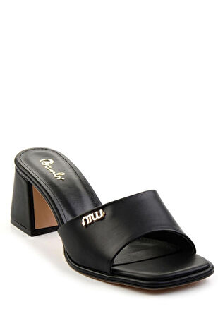 Pabucmarketi Siyah Kadın Topuklu Terlik