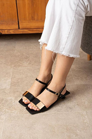 Pabucmarketi Siyah Kadın Topuklu Sandalet