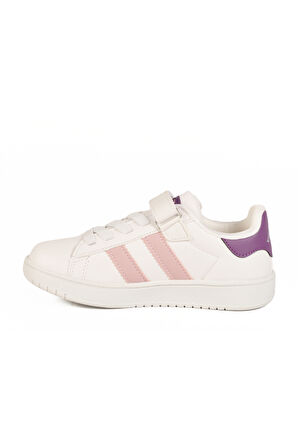 Cool Beyaz Pudra Cırtlı Kız Çocuk Sneaker