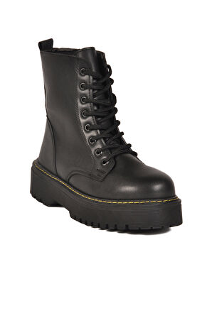 Aspor Siyah Bağcıklı Fermuarlı Kadın Bot