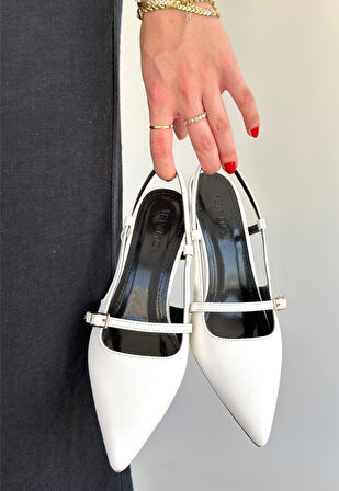 Pabucmarketi Beyaz Kadın Topuklu Ayakkabı