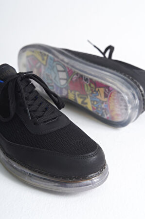 Pabucmarketi Bağcıklı Erkek Spor Ayakkabı Siyah Saks