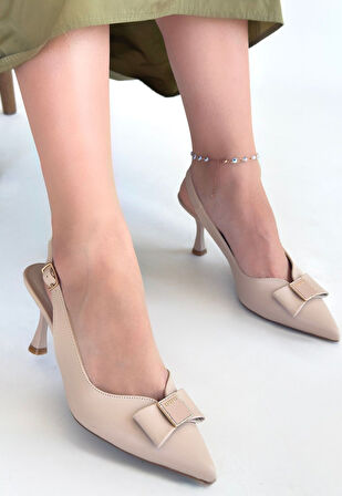 Pabucmarketi Bej Kadın Topuklu Ayakkabı