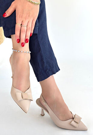 Pabucmarketi Bej Kadın Topuklu Ayakkabı