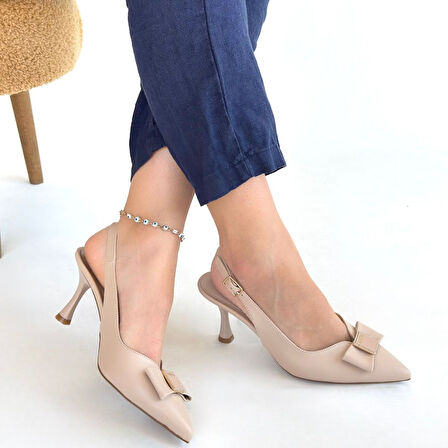 Pabucmarketi Bej Kadın Topuklu Ayakkabı