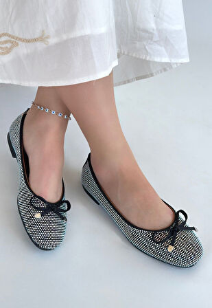 Pabucmarketi Siyah Saten Kadın Babet