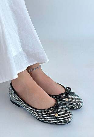 Pabucmarketi Siyah Saten Kadın Babet