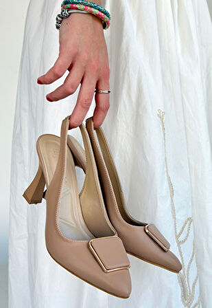 Pabucmarketi Nude Kadın Topuklu Ayakkabı