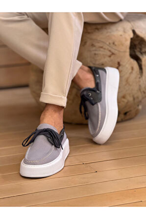 Pabucmarketi Bağcıklı Triko Erkek Casual Ayakkabı Antrasit