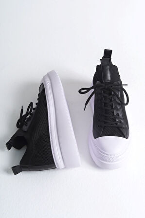 Pabucmarketi Bağcıklı Triko Erkek Casual Ayakkabı Siyah