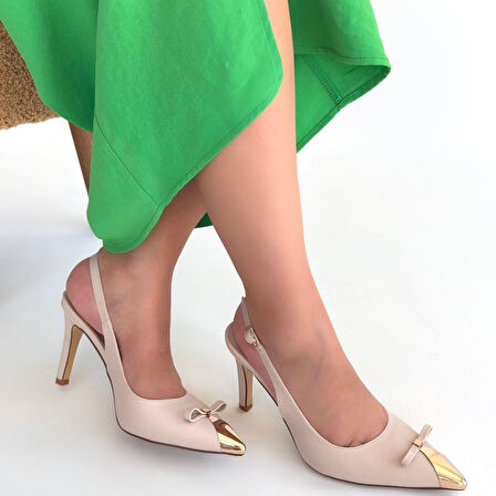 Pabucmarketi Bej Kadın Topuklu Ayakkabı