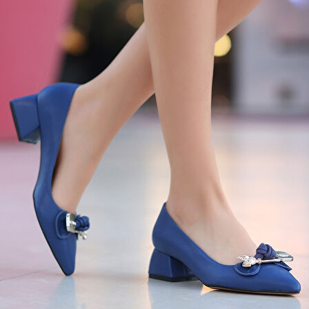 Pabucmarketi Mavi Kadın Topuklu Ayakkabı