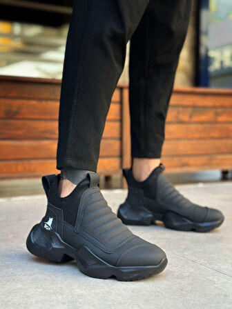 Pabucmarketi Bağcıksız Erkek Spor Bot SİYAH (SİYAH TABAN)