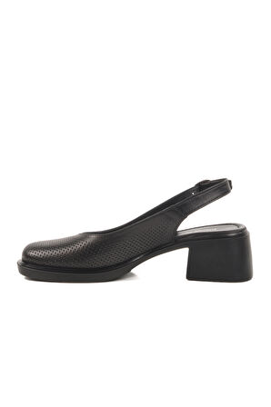 Pierre Cardin Siyah Hakiki Deri Kadın Topuklu Sandalet