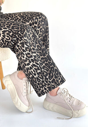 Pabucmarketi Bej Bağcıklı Kadın Spor Ayakkabı