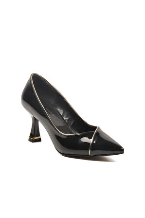 Aspor Siyah Rugan Kadın Topuklu Ayakkabı