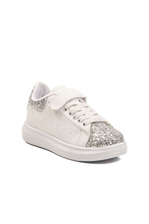 Aspor Beyaz Simli Cırtlı Kız Çocuk Spor Ayakkabı