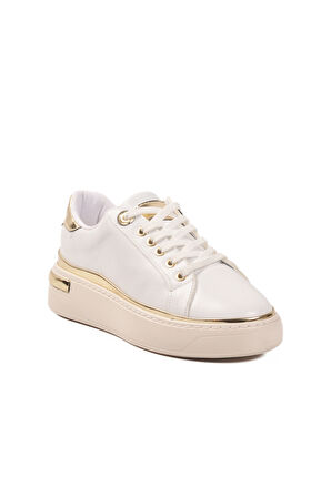 Aspor Beyaz Bağcıklı Kadın Sneaker