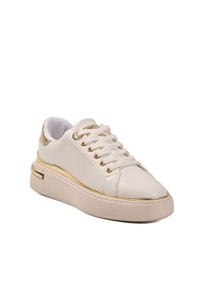 Aspor Beyaz Bağcıklı Kadın Sneaker