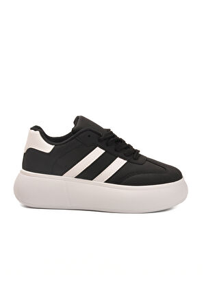 Aspor Siyah Beyaz Yüksek Taban Bağcıklı Unisex Sneaker