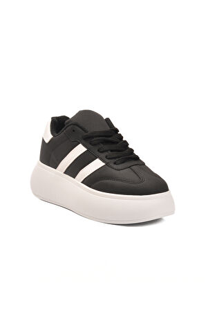 Aspor Siyah Beyaz Yüksek Taban Bağcıklı Unisex Sneaker