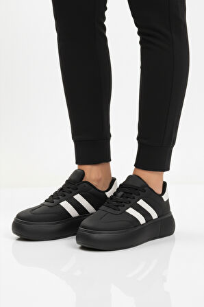 Aspor Siyah Yüksek Taban Bağcıklı Unisex Sneaker