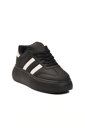 Aspor Siyah Yüksek Taban Bağcıklı Unisex Sneaker