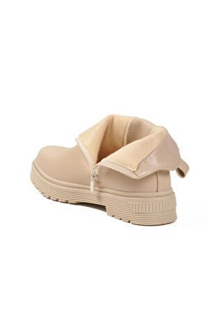 Aspor Bej İçi Polarlı Fermuarlı Kadın Bot