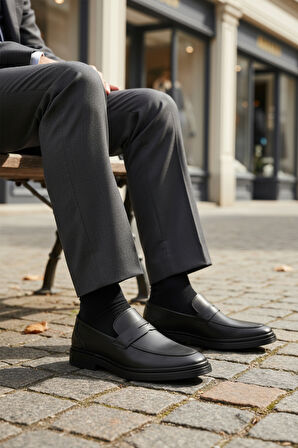 Aspor Siyah Hakiki Deri Erkek Casual Ayakkabı