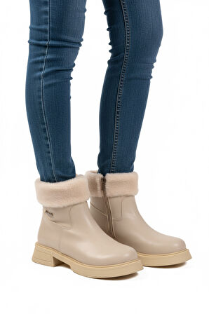 Pierre Cardin Krem İçi Polarlı Kadın Topuklu Bot