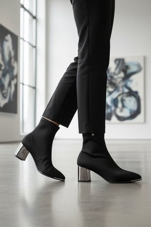 Pierre Cardin Siyah Streç Kadın Topuklu Bot