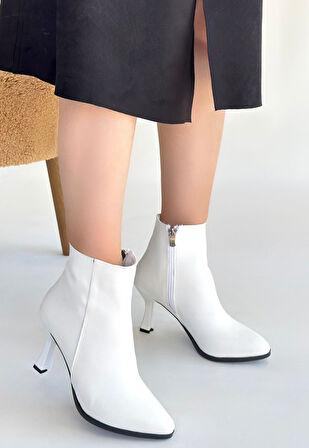 Pabucmarketi Beyaz Kadın Topuklu Bot
