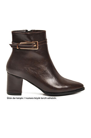 Aspor Kahve Dar Kalıp İçi Polarlı Kadın Topuklu Bot