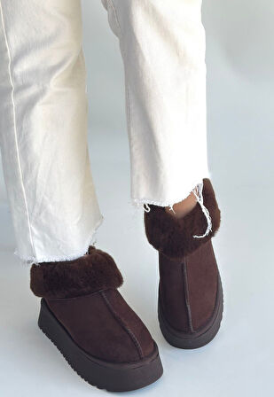 Pabucmarketi Kahve Süet Kadın Düz Bot