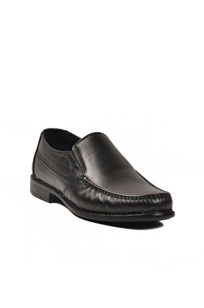 Voyager Siyah Hakiki Deri Bağcıksız Erkek Casual Ayakkabı