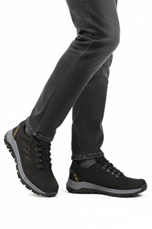 Walkway Siyah Hakiki Deri Bağcıklı Su İtici Erkek Outdoor Ayakkabı