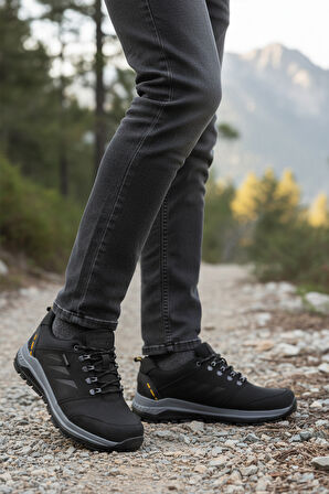 Walkway Siyah Hakiki Deri Bağcıklı Su İtici Erkek Outdoor Ayakkabı