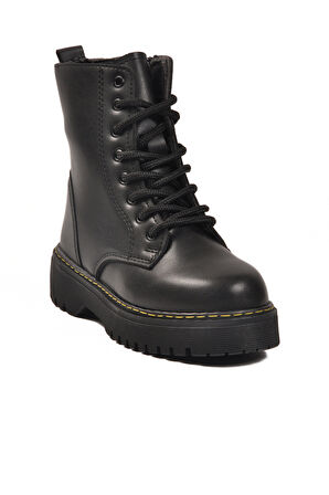 Aspor Siyah İçi Polarlı Bağcıklı Fermuarlı Kız Çocuk Bot