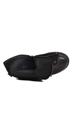 Aspor Siyah İçi Polarlı Bağcıklı Fermuarlı Kız Çocuk Bot