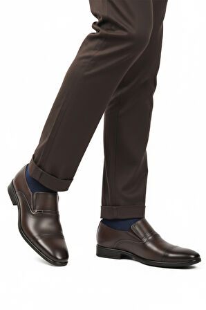 Aspor Kahve Hakiki Deri Bağcıksız Erkek Klasik Ayakkabı