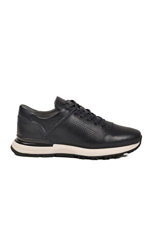 Voyager Lacivert Bağcıklı Hakiki Deri Erkek Sneaker