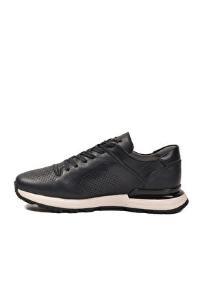 Voyager Lacivert Bağcıklı Hakiki Deri Erkek Sneaker