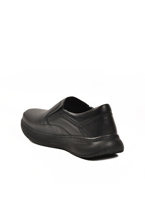 Voyager Siyah Hakiki Deri Bağcıksız Erkek Casual Ayakkabı