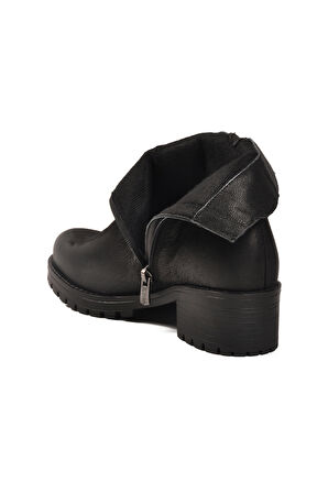 Venüs Siyah Nubuk Hakiki Deri Fermuarlı Kadın Topuklu Bot