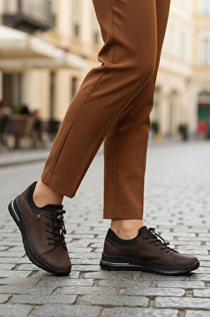 Aspor Kahve Nubuk Lastik Bağcıklı Kadın Casual Ayakkabı