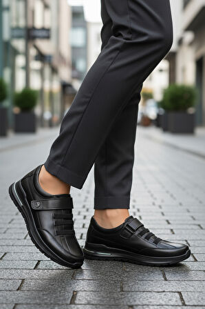 Aspor Siyah Cırtlı Hakiki Deri Kadın Casual Ayakkabı