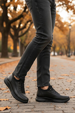 Aspor Siyah Floter Hakiki Deri Bağcık Detaylı Erkek Casual Ayakkabı