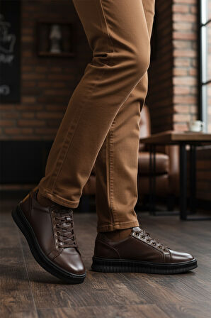 Aspor Kahve Hakiki Deri Bağcıklı Erkek Casual Ayakkabı